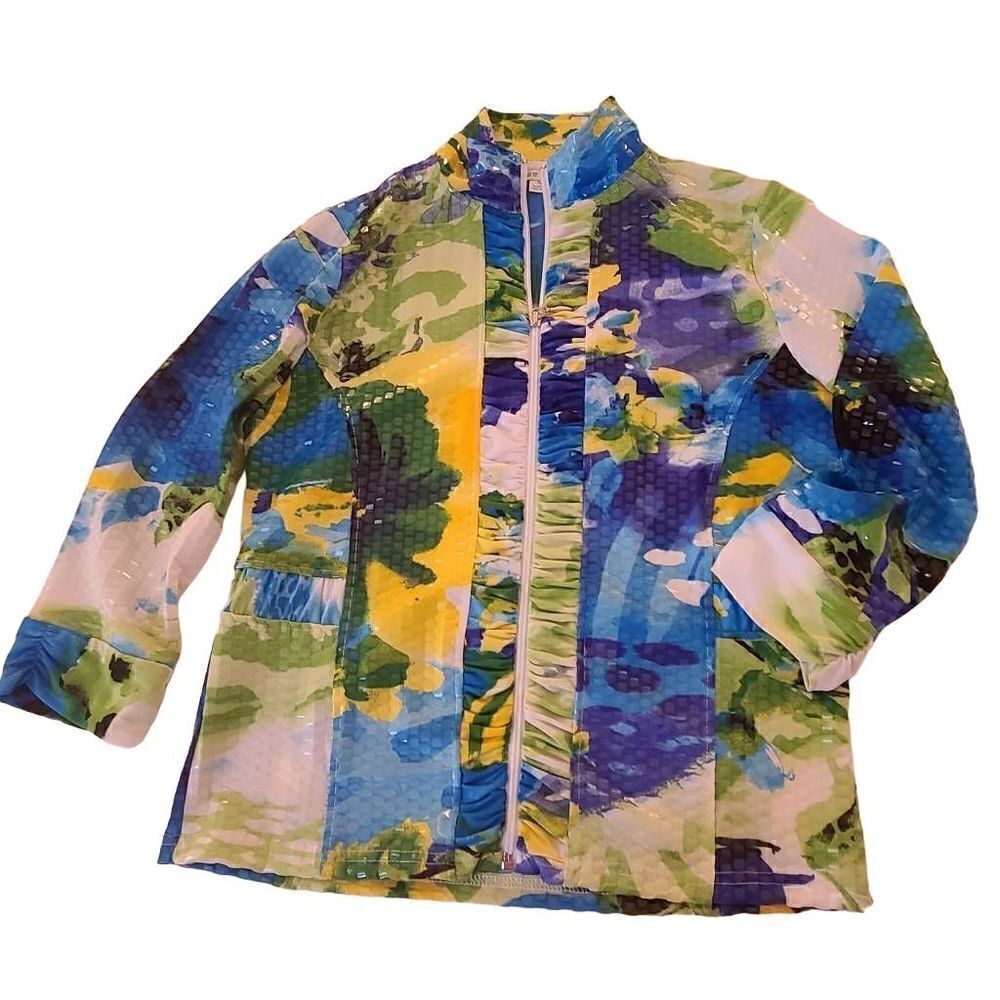 ERM London Zip Front Reflective Multi-Color Jacket Size S - Picture 2 of 14